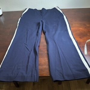 Chico’s Navy Blue Track Pants with White Stripes
